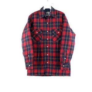 Vintage 90s Quilt Lined Wool Flannel Shirt Jacket
